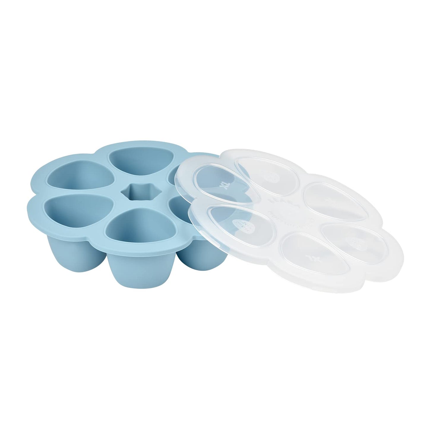 Beaba Multiportions Premium Quality Silicone Baby Food Freezer Tray with Clip On Lid, Baby Food Storage Container Ice Cube Tray Maker, Made in Italy, Cloud, 3 oz