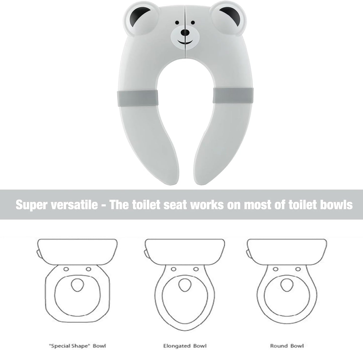 PandaEar Toilet Seat Cover | Folding Travel Toilet Seat for Children and Potty Training | Portable Silicone Toilet Seat for Toddlers, Boys & Girls with Non-Slip Silicone Pads -Panda
