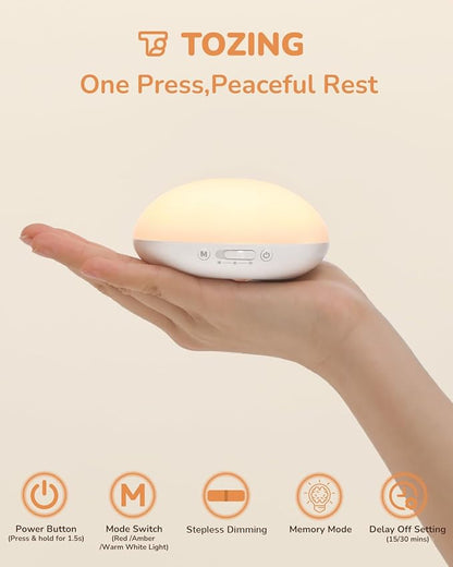 Egg Light for Nursery, Portable Baby Night Light for Breastfeeding, Rechargeable Baby Nightlight with Timer, Dimmable Battery Powered Red Lamp, Ultra-Long Battery Life for Bedside