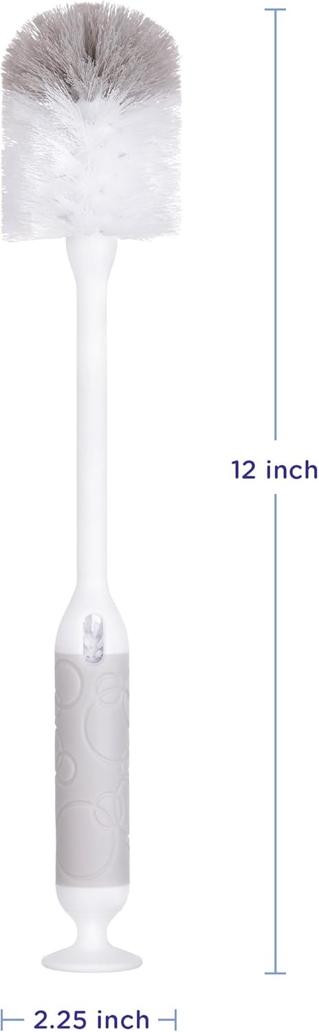 Ubbi Deluxe Baby Bottle Cleaning Set Includes a Nipple Brush with Suction Cup, Oat