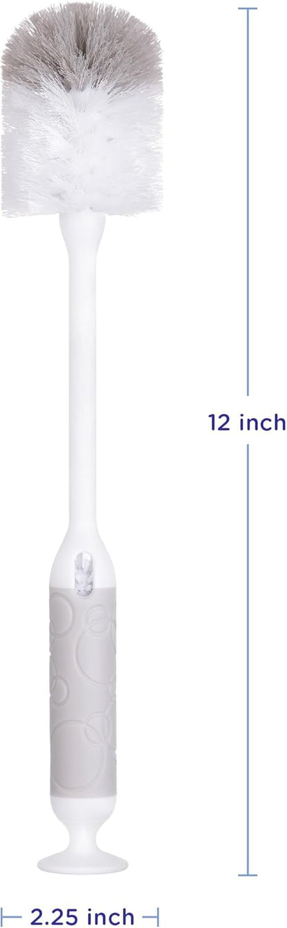 Ubbi Deluxe Baby Bottle Cleaning Set Includes a Nipple Brush with Suction Cup, Oat