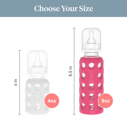 Lifefactory Glass Baby Bottle with Stage 1 Nipple and Protective Silicone Sleeve Cantaloupe, 4 Oz