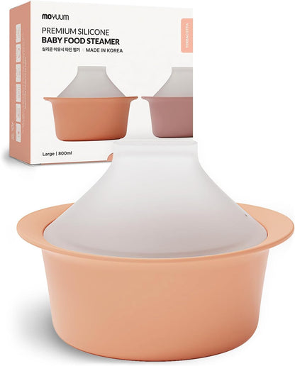 Moyuum Silicone Microwave Steamer | Made in Korea, Baby Food Maker Bowl with Lid, Egg and Vegetable Steam Cooker, Japanese Donabe Inspired Cooking Pot, Dishwasher Safe(Large, Violet)