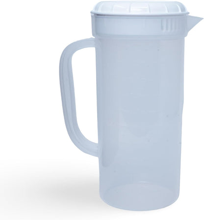 JBK Pottery 1 Quart Plastic Mixing Pitcher with Mixing Lid, BPA Free, Shatterproof Beverage Jug for Iced Tea, Lemonade, Juices, Milk – Leak-Proof, Easy Stirring, Dishwasher Safe | Blue