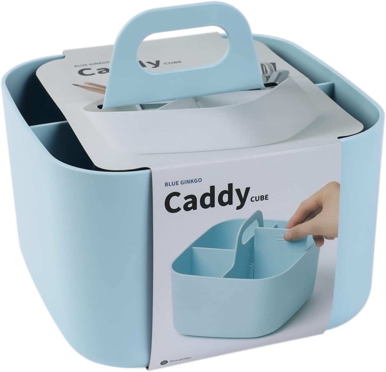 BLUE GINKGO Stackable Organizer Caddy – Korean-Made Portable Tote for Bathroom, Office, Crafts, or School Supplies (Rectangle, Green)