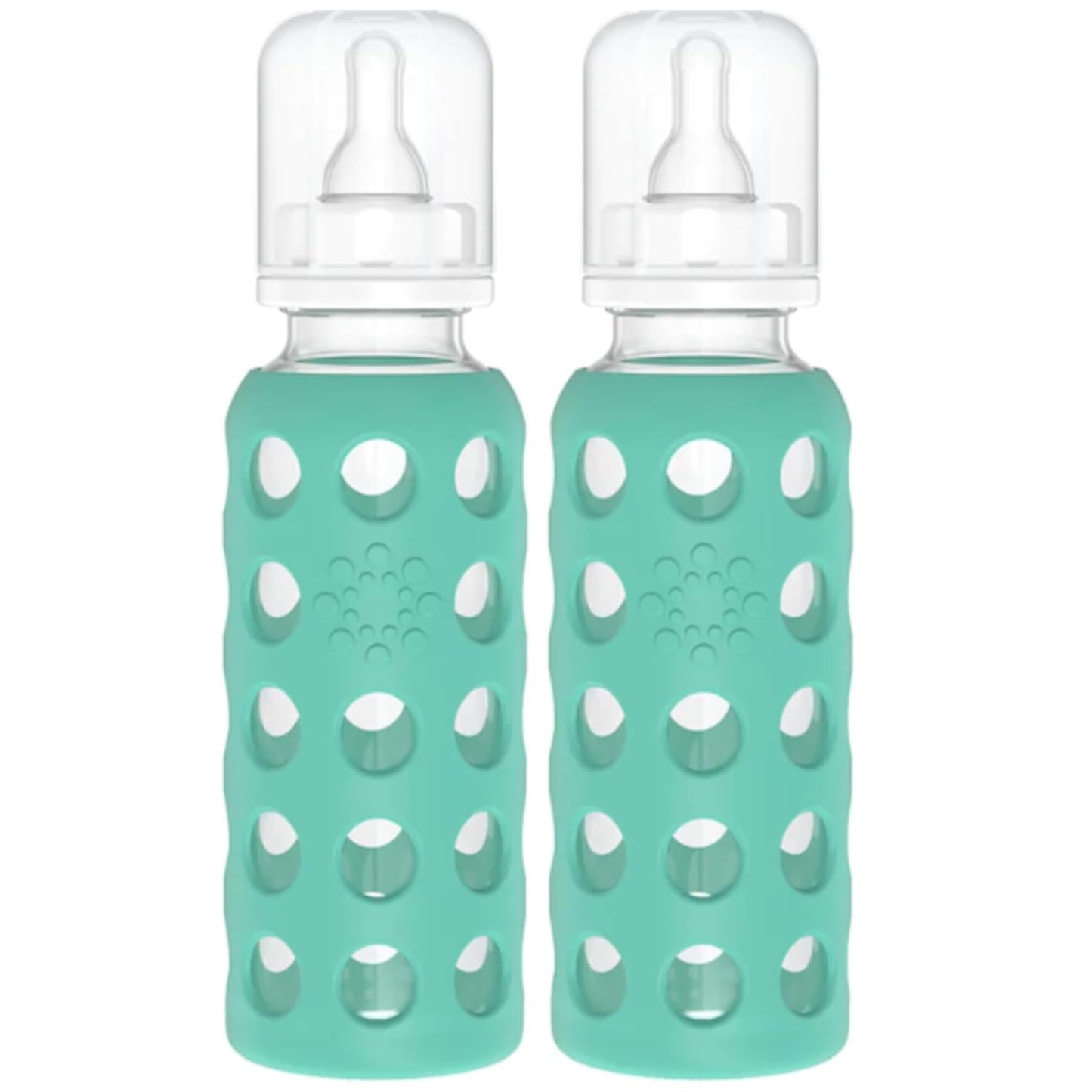 Lifefactory Glass Baby Bottle BPA Free | Protective Silicone Sleeve | 9 oz Pack of 2 | Mango, Kale