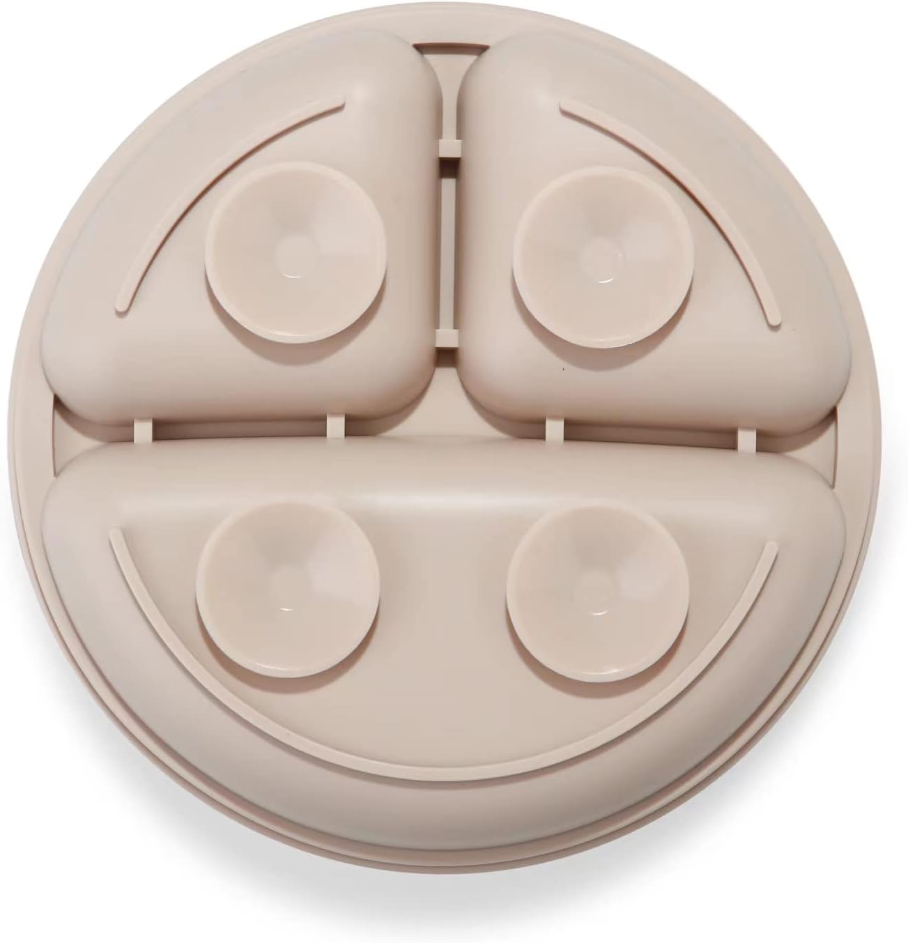 PandaEar 3 Pack Divided Unbreakable Silicone Baby and Toddler Plates - Non-Slip - Microwave Safe - Silicone (Pink Green Light Tan)