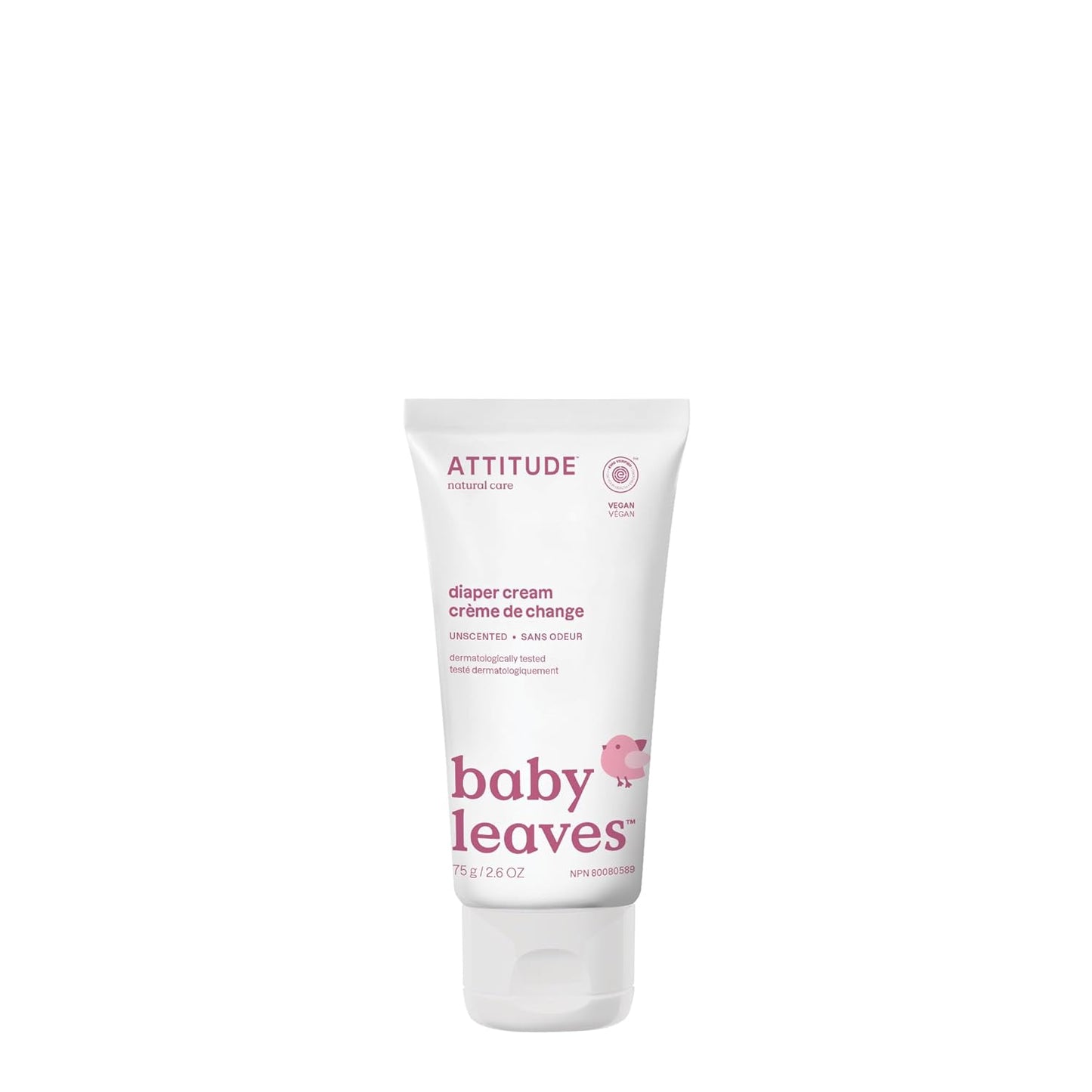 ATTITUDE Baby Diaper Cream, EWG Verified & Zinc Oxide Formula, Unscented & Hypoallergenic, Dermatologist-Tested, Vegan, 75g