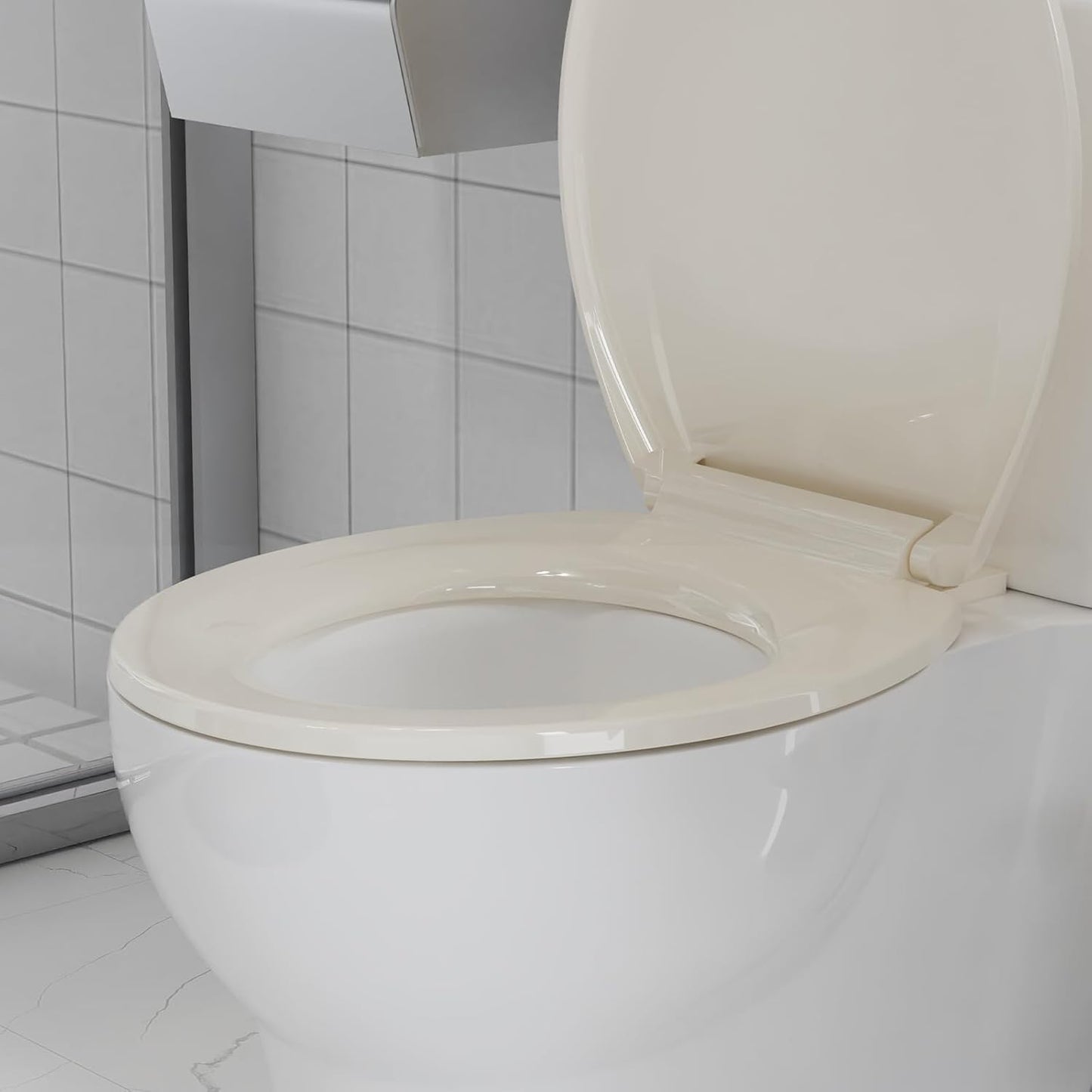 Toilet Seat Round,Toilet Seat with Toddler Seat Built in, Potty Training Toilet Seat Round Fits Both Adult and Child, with Soft Close,Easy Install and Clean - White, Round