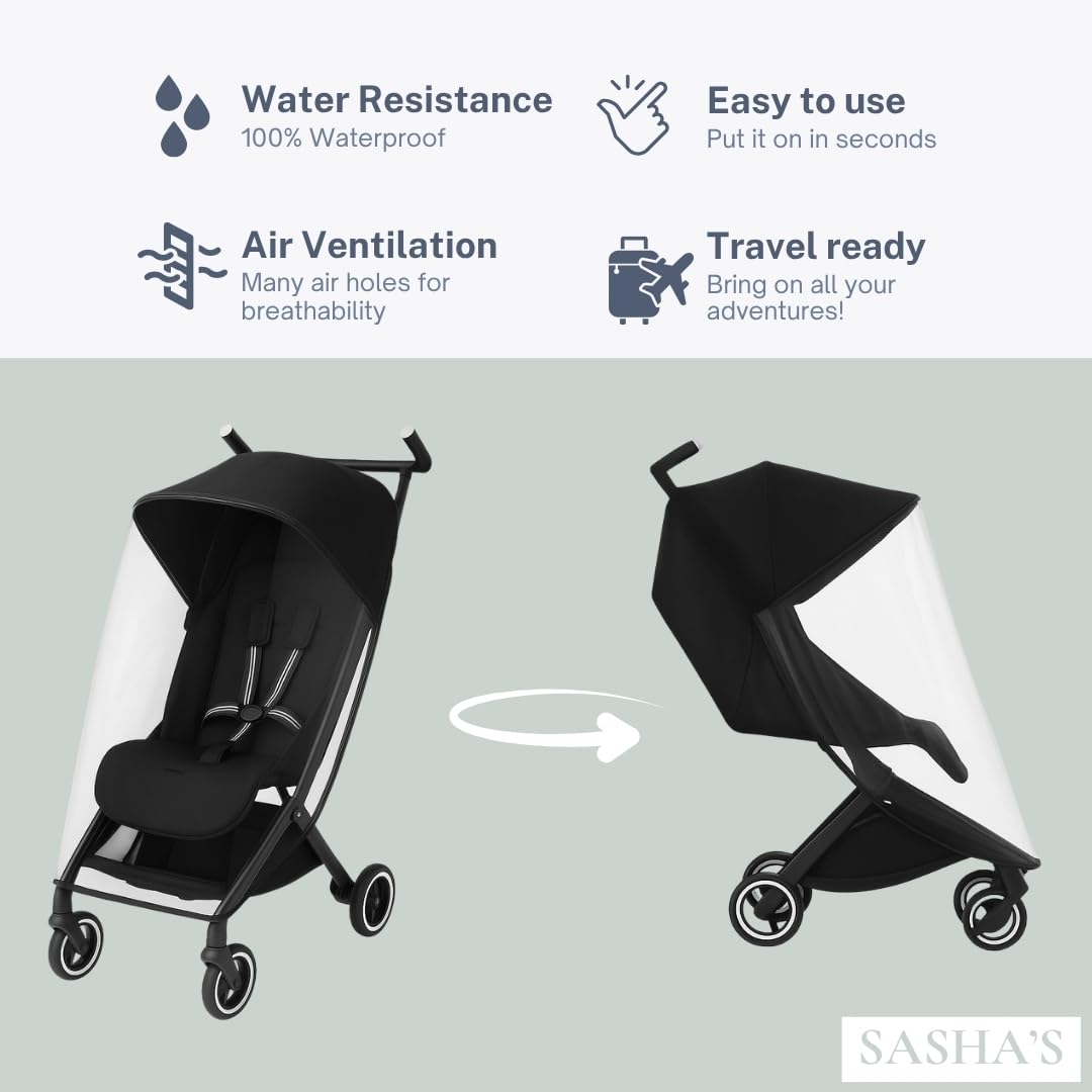 SASHA'S Rain Cover for Cybex Libelle 1 & 2, Clear Weather Shield
