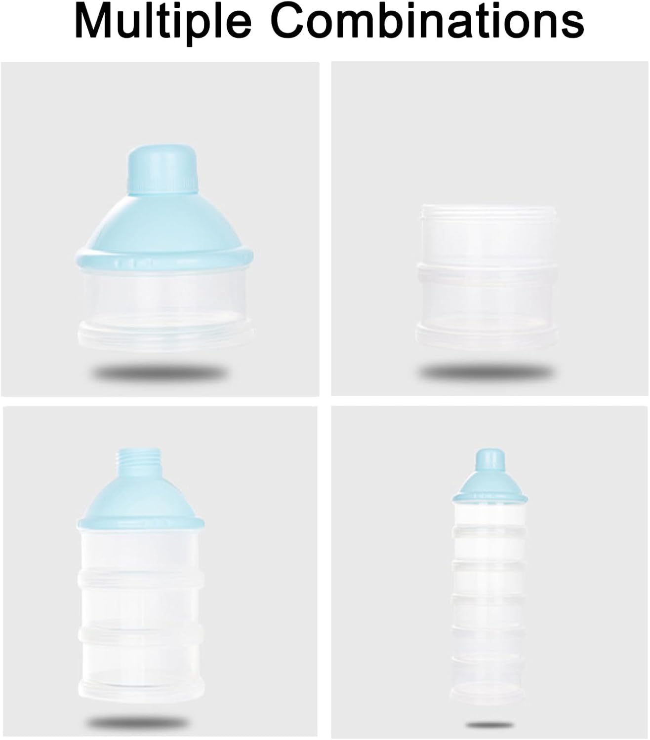 2 PCS 5 Layers Baby Milk Powder Pots, Formula Dispenser Portable Milk Powder Formula Dispenser Container Pot Box Milk Cans Snack Storage Box for Travel(Purple +Purple)