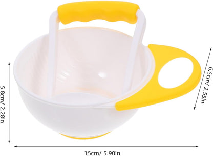 Baby Food Masher 2 Sets Mashing Bowl with Handle Masher, Manual Baby Food Grinder Bowl Set (Green, Yellow)