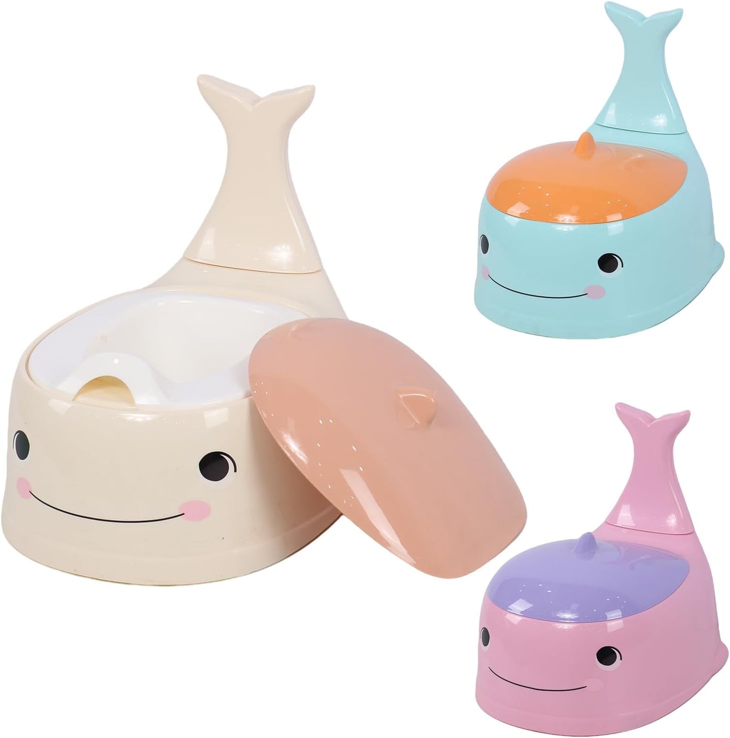 Potty Seat Baby Training Chair Boys Girls Toddler Whale Comfortable children 1-5 years old Baby toilet Animal seat with lid back potty trainer (Pink)