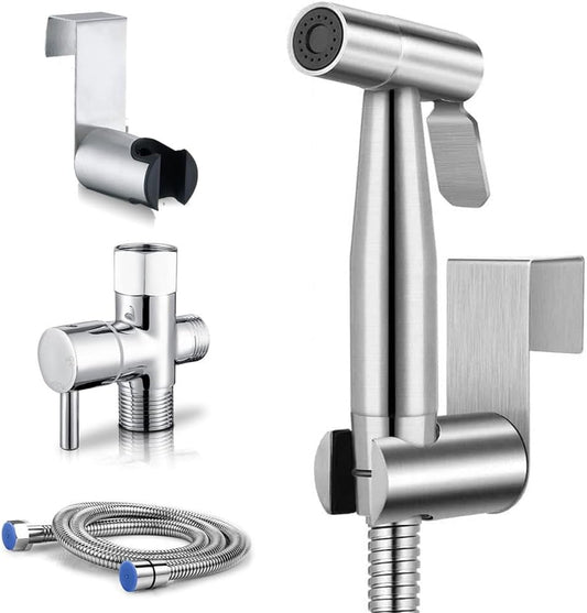 Handheld Bidet Sprayer for Toilet, Bidet Toilet Spray, Adjust Water Pressure Stainless Steel Brushed Nickel Bathroom Toilet Jet Spray, Cloth Diaper Bidet Toilet Sprayer for Baby Wash