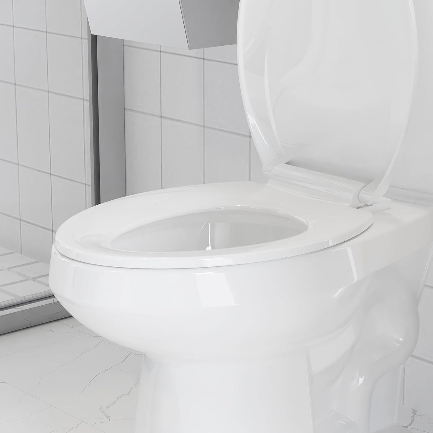 Toilet Seat Round,Toilet Seat with Toddler Seat Built in, Potty Training Toilet Seat Round Fits Both Adult and Child, with Soft Close,Easy Install and Clean - White, Round