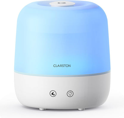 Clarston Humidifiers for Bedroom, 2L Top Fill with 360° Nozzle for Large Room, 7-Color Night Light, 24dB Quiet Cool Mist Air Humidifier for Baby Nursery & Plants, No BPA, Auto Shut Off, Easy to Clean