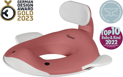 Kindsgut Whale Potty Training Seat for Toddlers – Kids Toilet Seat with Backrest, Non-Slip, Fits Round & Oval Toilet Seats, Designed in Germany, Peach