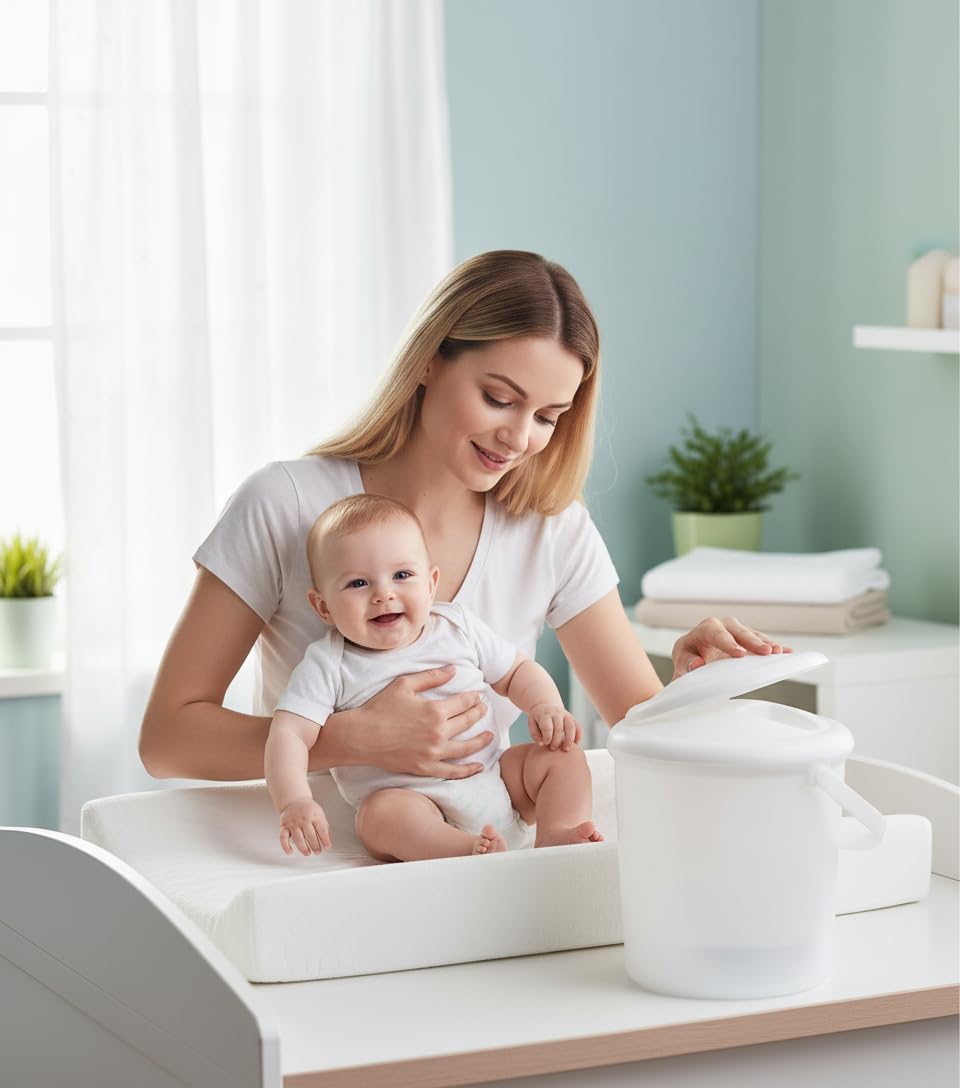 Rotho Babydesign Nappy Pail, 10l, 0+ Months, Bella Bambina, Stone-Grey, 20021 0286