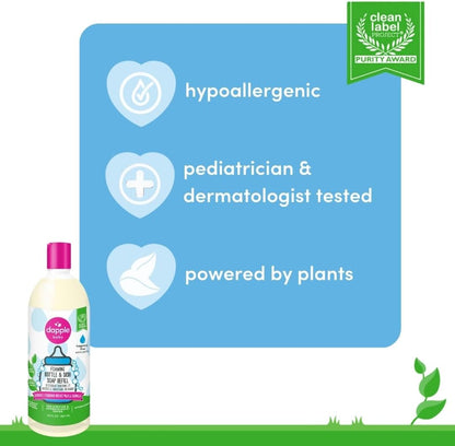 Dapple Baby Bottle & Dish Foaming Power Spray, Hypoallergenic Dish Soap for Baby Bottles, Powered by Plants, Fragrance Free, 16.9 Fl Oz (Pack of 2)