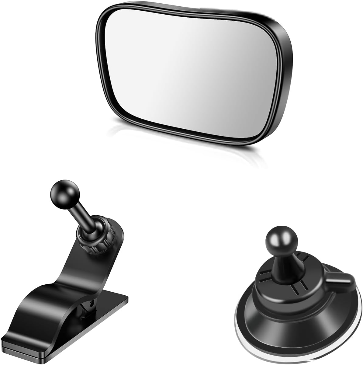 360 Adjustable Rearview Mirror for Rear Facing Infant - Suction Cup & Clip Car Visor Safety Mirror for SUV, Trucks