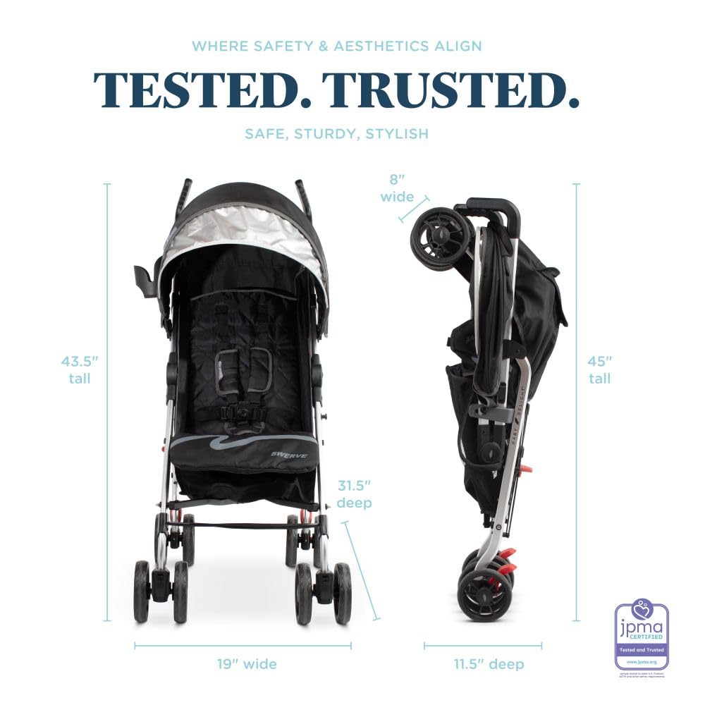 Baby Delight | Swerve Stroller | Lightweight | for Travel & Everyday | Multi-Position Recline | Compact Fold | Extra Storage | Tan