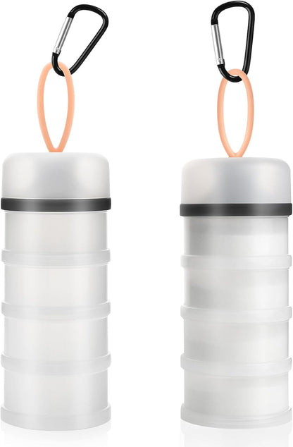 Accmor 2 Pcs Protein Powder Container to Go with Funnels Stand, 4 Compartments Stackable Protein Powder Dispenser for Workout, Fitness, Travel