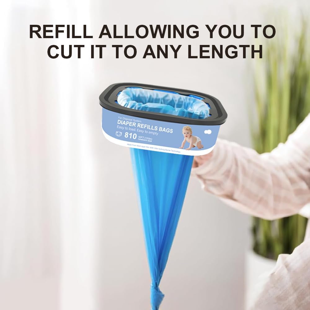 Jumbo Square Refills Disposal Bags Refill Compatible with Genie Diaper Compact, Select Pails (Not Fit Classic),Hold Up to 810 Newborn-Sized Diapers Per Refill,Pack of 4