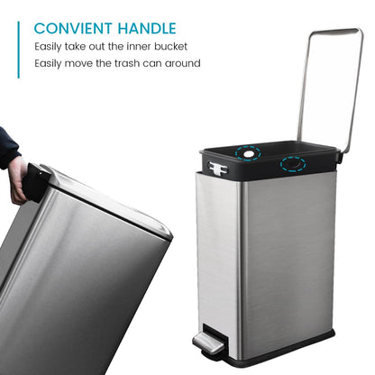 Diaper Pail, Airtight Odor Control Baby Diaper Bin with Childproof Lock, Stainless Steel Garbage Pail with lid, 15 Liter/ 4 Gallon Compact Nursery Trash Can with Removal Inner Liner, Blue