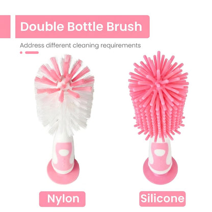 Ariseno 5-in-1 Baby Bottle Brush Set, Including Nylon and Silicone Bottle Brush, Bottle Cap, Straw and Nipple Cleaner, BPA-Free (Blue)