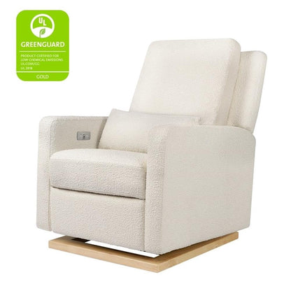 Babyletto Sigi Electronic Power Recliner & Swivel Glider with USB Port in Performance Beach Eco-Weave with Light Wood Base, Water Repellent & Stain Resistant, Greenguard Gold and CertiPUR-US Certified