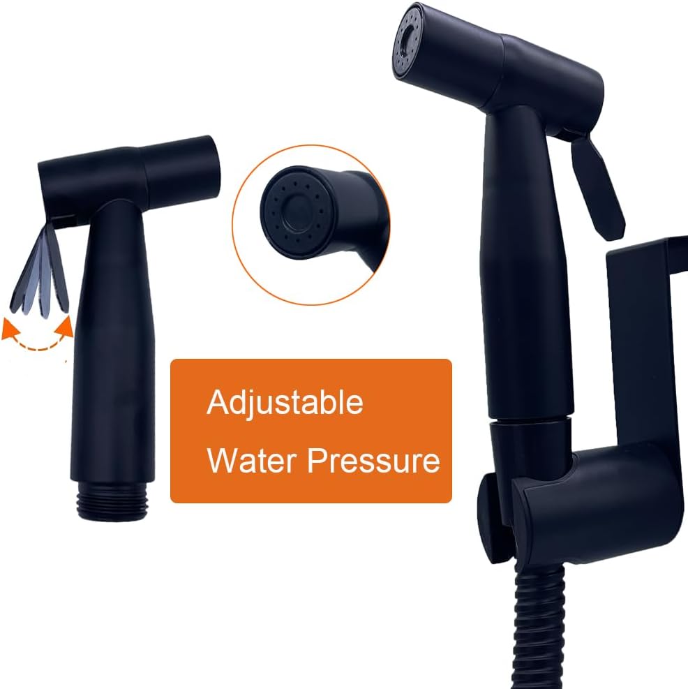 Handheld Toilet Bidet Sprayer for Toilet Stainless Steel Bathroom Bidet Sprayer Set Jet Sprayer Bidet Spray Hoses Kit Cloth Diaper Spray for Baby and Feminine Wash - Black (Silver)
