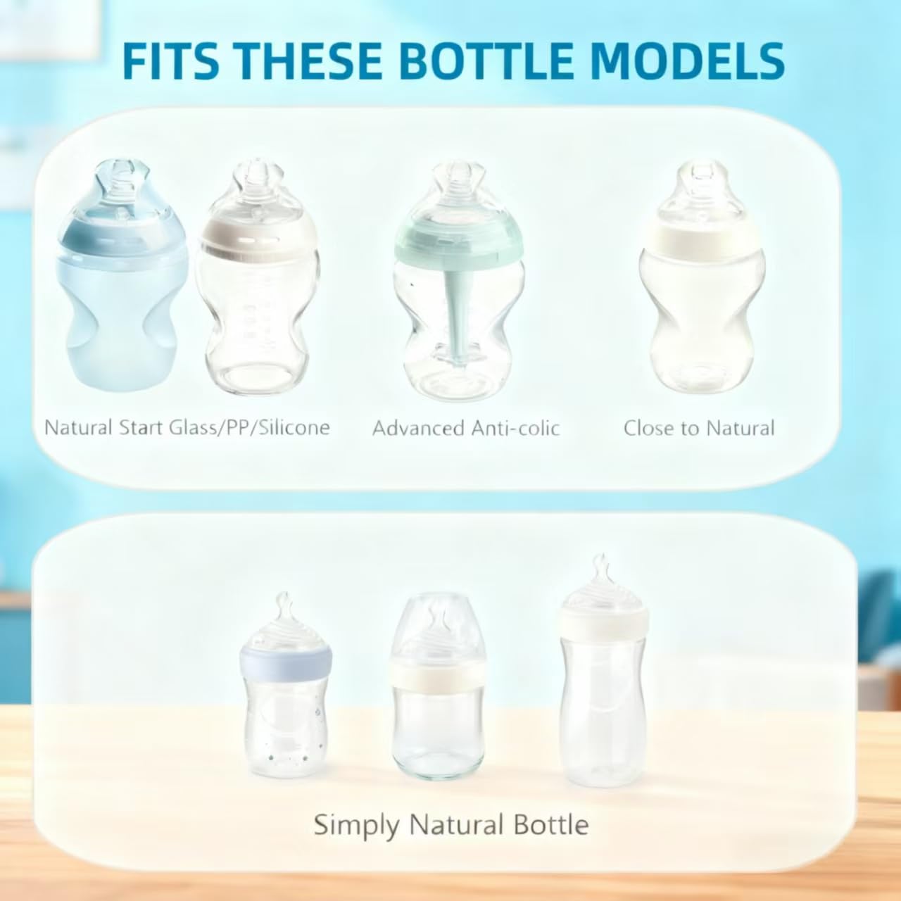 4-Count Silicone Bottle Nipples for Natural Start Anti-Colic Bottles & Advanced Anti-Colic Bottles & Close to Natural Bottless and NUK Simply Natura Bottle, Medium Flow, 3m+