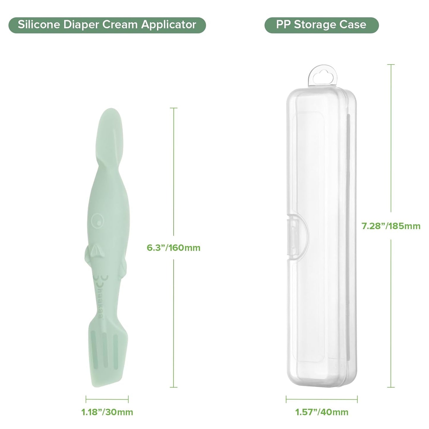 haakaa Baby Diaper Cream Spatula, NoMess Dual-Ended Silicone Diaper Rash Cream Applicator with Hygienic Case, Butt Spatula for Baby, Beige