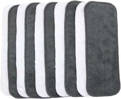 10pcs Reusable Soft 3 Layers Inserts for Baby Cloth Diaper,High Absorbing Washable Liners (10pcs-Grey Inserts)