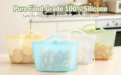 Silicone Travel Bottle Sterilizer Bags | 2000ml Microwave Steam Sterilizer Bags for Baby Bottles, Breast Pump & Pacifiers, Reusable Steam Sterilizing Bags for Travel and Home Use (Clear Milk White)