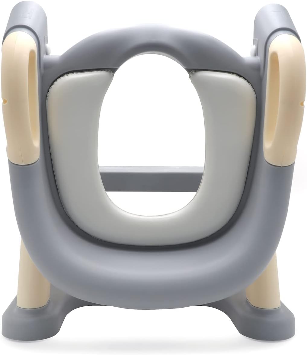 HTTMT- Giraffe Potty Training Toilet Ladder Seat With Upgraded Cushion Step Stool Ladder Toilet Chair/Toilet Trainer for Baby Toddler Kids Children In Pink [P/N: ET-BABY001-PINK STEP]
