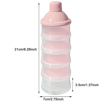 2 PCS 5 Layers Baby Milk Powder Dispenser, Milk Powder Pots, Formula Dispenser Portable Milk Powder Formula Dispenser Container Pot Box Milk Cans Snack Storage Box for Travel(Light Pink+ Light Pink)