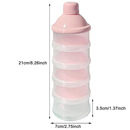 2 PCS 5 Layers Baby Milk Powder Dispenser, Milk Powder Pots, Formula Dispenser Portable Milk Powder Formula Dispenser Container Pot Box Milk Cans Snack Storage Box for Travel(Light Pink+ Light Pink)