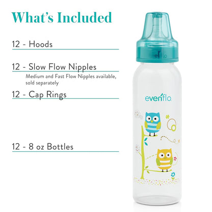 Classic Prints Polypropylene Bottles for Baby, Infant and Newborn - Blue/Green/Teal, 8 Ounce (Pack of 12)