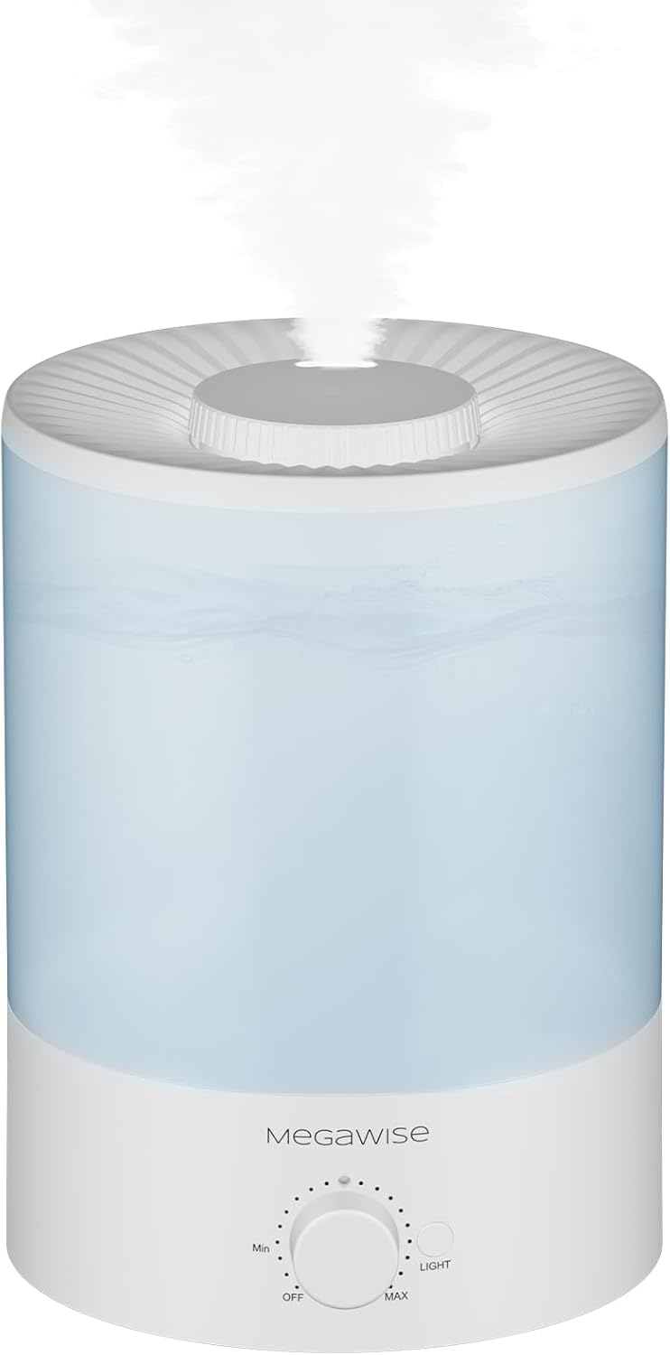 MegaWise Ultrasonic Cool Mist Humidifier | Quiet Operation, Top Fill, Auto Shut-Off | Ideal for Bedroom, Baby Room, and Plants (3.5 L)