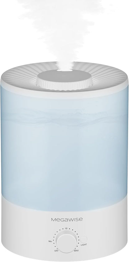 MegaWise Ultrasonic Cool Mist Humidifier | Quiet Operation, Top Fill, Auto Shut-Off | Ideal for Bedroom, Baby Room, and Plants (3.5 L)