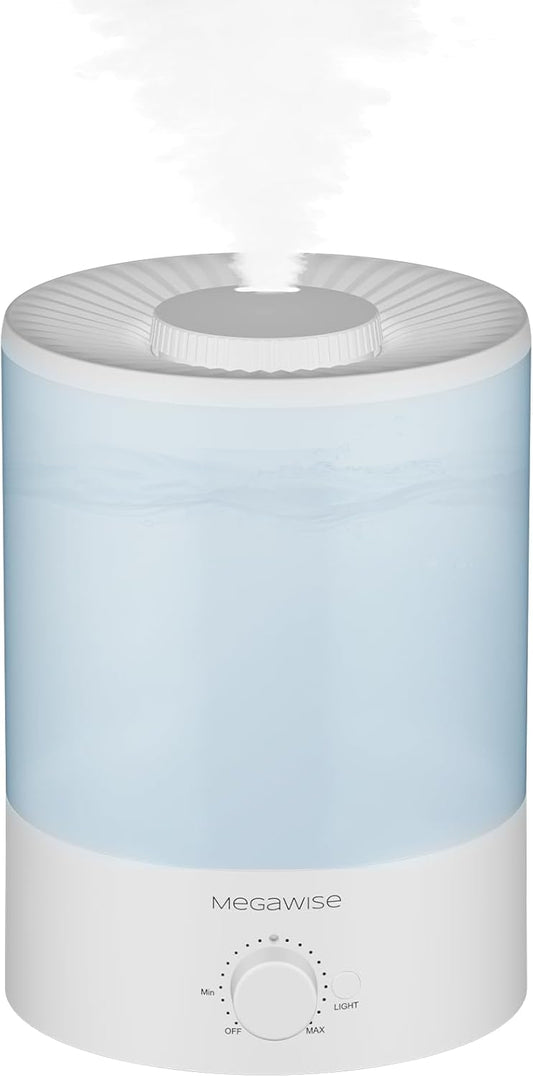 MegaWise Ultrasonic Cool Mist Humidifier | Quiet Operation, Top Fill, Auto Shut-Off | Ideal for Bedroom, Baby Room, and Plants (3.5 L)
