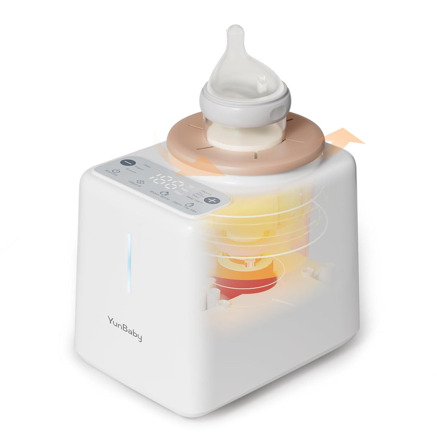 Waterless Baby Bottle Shaker and Warmer, Fast Heating & Automatic Mixing for Formula, Adjustable Temperature, Quiet, Easy to Clean, Fits All Bottles