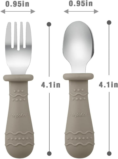PandaEar 9-Piece Toddler Plates & Utensils Set, 3-Pack Suction Plates with 3 Spoons & 3 Forks, Silicone Baby Feeding Set
