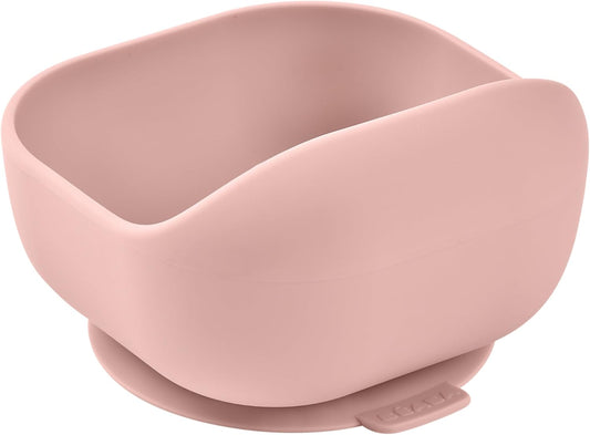 Beaba Silicone Suction Baby Bowl, Soft Anti Slip Durable Unbreakable Toddler Bowls, Baby Essentials, Toddler Feeding, (Rose)
