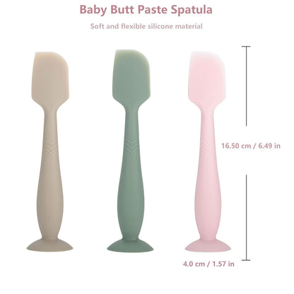 3-Pack Baby Diaper Cream Spatula - Baby Diaper Rash Cream Applicator for Butt Paste - Diaper Cream Brush for Newborn Essentials (grey, pink, white)