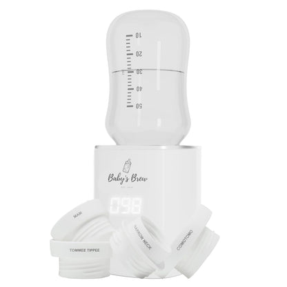 Baby's Brew Portable Bottle Warmer with Adapter Set – Cordless Baby Bottle Warmer for Breastmilk & Formula, Rechargeable, Leak-Proof, Travel-Friendly Milk Warmer, Marble