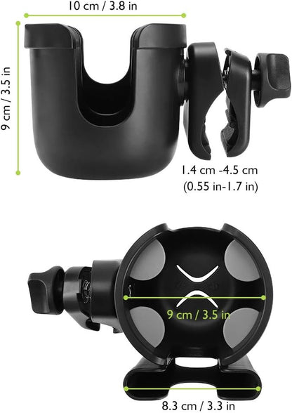 Accmor Stroller Cup Holder with Phone Holder, Bike Cup Holder, Universal Cup Holder for Uppababy Nuna Doona Strollers, 2-in-1 Cup Phone Holder for Stroller Bike Accessory