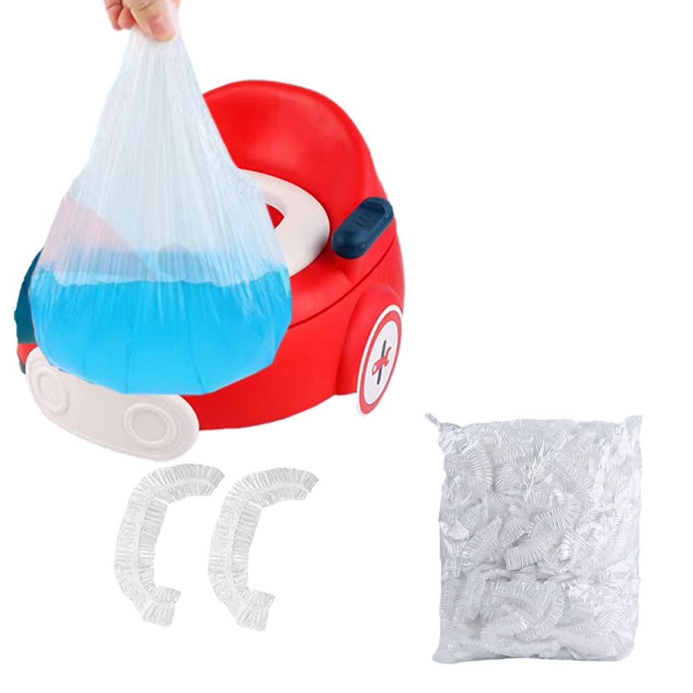 OULIGET Potty Chair Liners with Elastic, Portable Potty Training Bags, Potty Refill Liners Disposable for Toddlers Kids and Baby,Toilet Seat Cover,17x8Inches,Black,200pieces