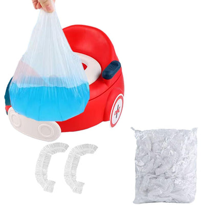 OULIGET Potty Chair Liners with Elastic, Portable Potty Training Bags, Potty Refill Liners Disposable for Toddlers Kids and Baby,Toilet Seat Cover,17x8Inches,Black,200pieces
